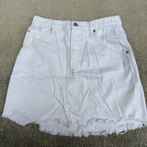 Free People We the Free Mini Skirt 28 Off White High Rise Distressed Denim
